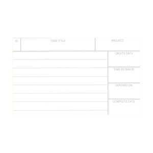 3x5 pre-printed project management card