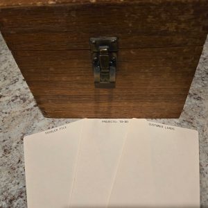 Sample tab cards with wooden project box