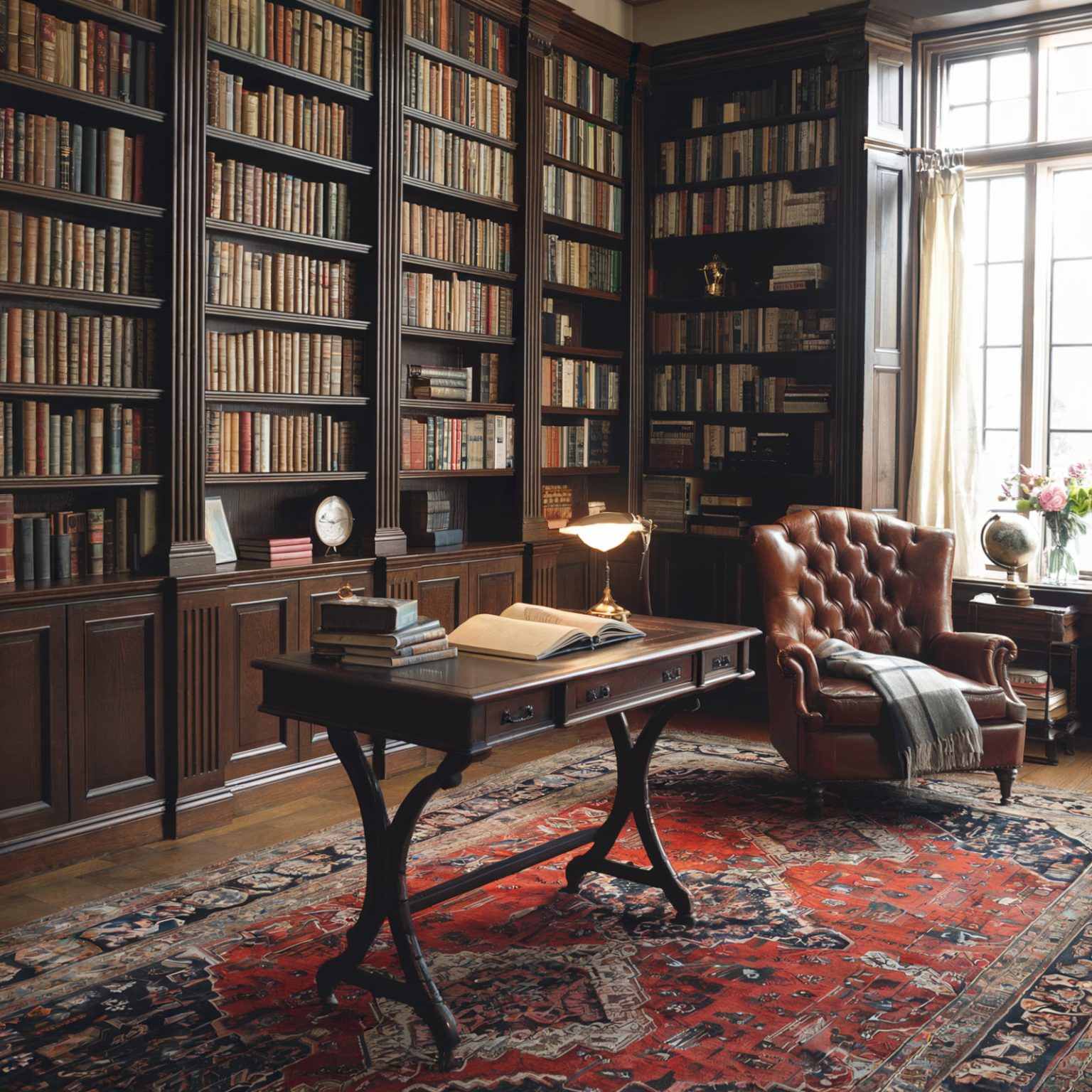 dark wood home library