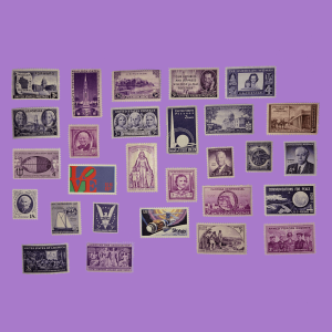 Vintage purple stamps